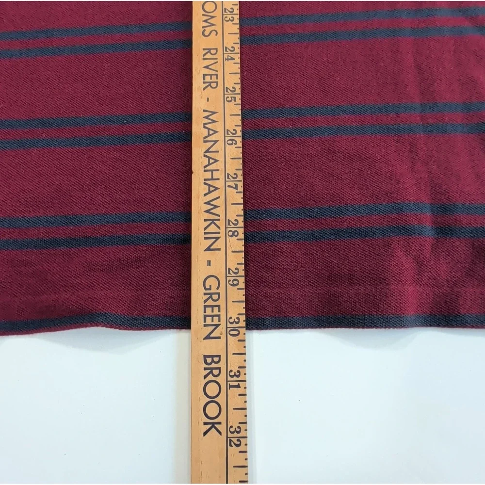 Ralph Lauren Polo Shirt Mens Large Maroon Navy Striped Cotton Preppy Campus L